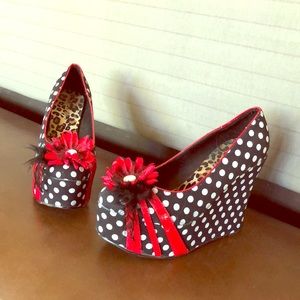 Betty Page polka Dot Wedge Shoes